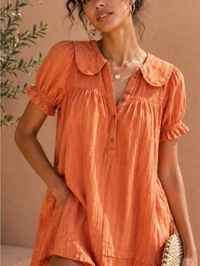 Pilcro Orange Puff Sleeve Mini Dress